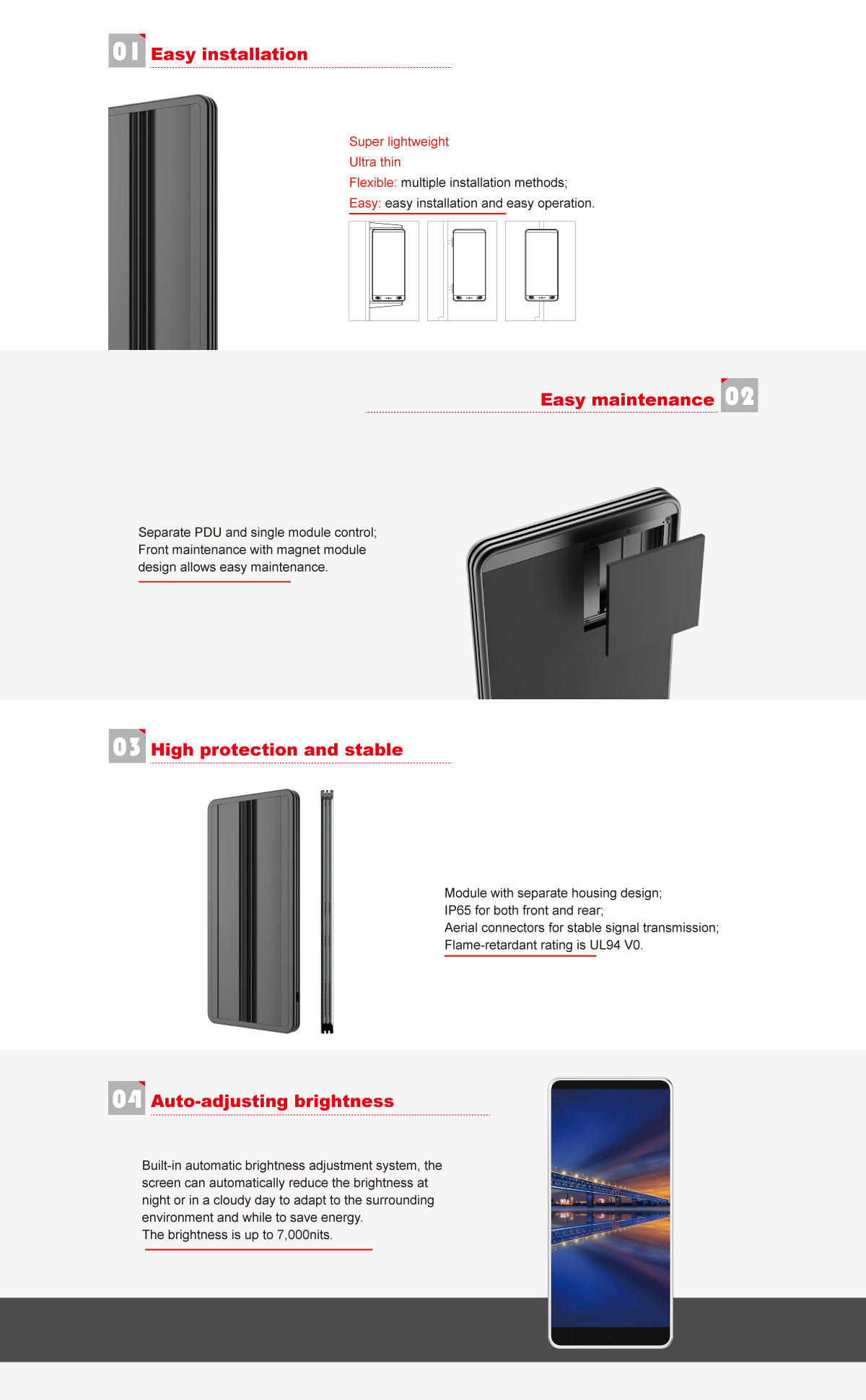 LED smart light pole screen product features